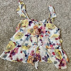 Forever 21 | Floral Ruffle Cami Top – Tiered Spaghetti Strap Crop